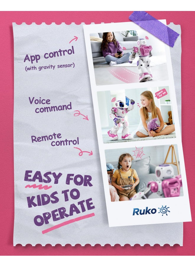 Ruko 1088 Smart Robot Toys for Kids, Large STEM Programmable Interactive RC Robot with Voice Control, App Control, Gifts for Boys & Girls Age 4 5 6 7 8 9, Pink - Image 5