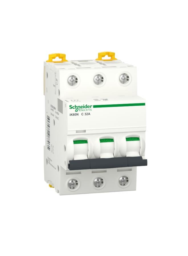 Schneider Electric Acti9 Ik60N Miniature Circuit Breaker 3P, 32 A, C Curve (A9K24332)