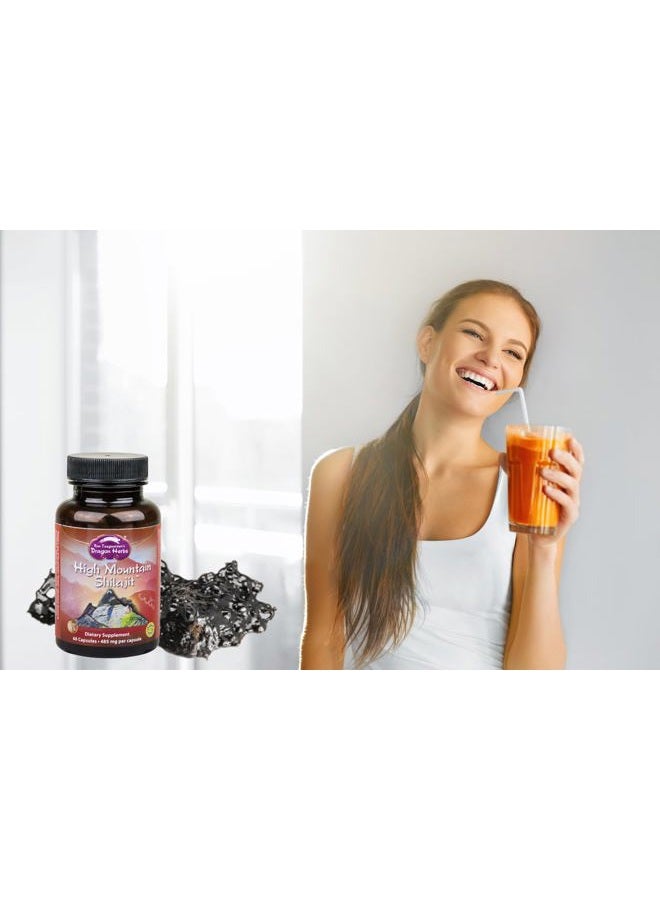 Dragon Herbs شيلاجيت الجبال العالية، 500 ملغ، 60 كبسولة - Image 2