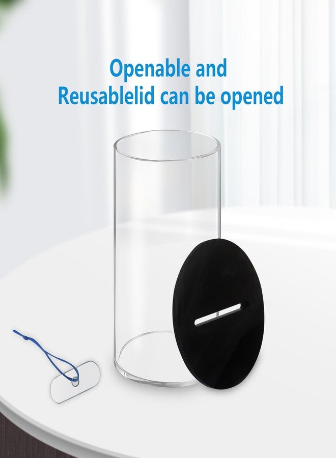 Klmnop Acrylic Piggy Bank, Openable Piggy Bank for Kids with Black Lid, Repeatable Money Saving Jar, Clear Money Jar for Cash Saving(Black 2.8"×4.5") - Image 2