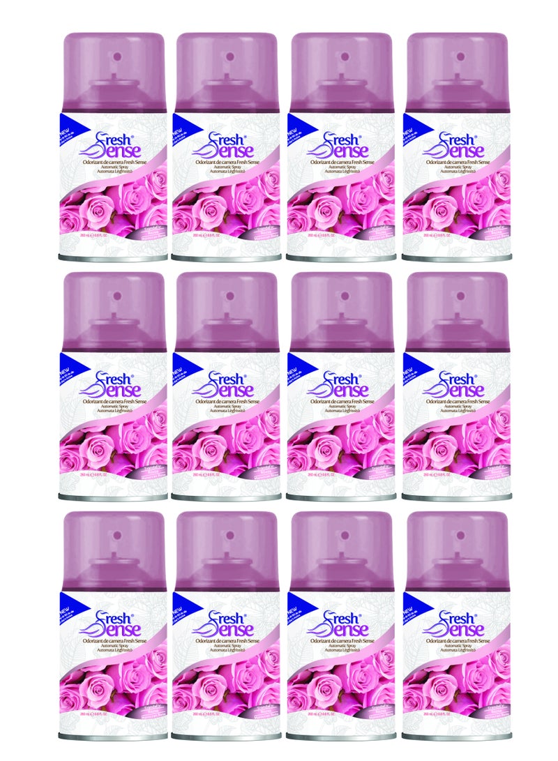 Fresh Sense ROSE Refill - PACK of 12 x 260ml - Automatic Spray Auto Spray Air Freshener for Home Bathroom Toilet Office Neutralizes Bad Odors FRESH SENSE - Image 1