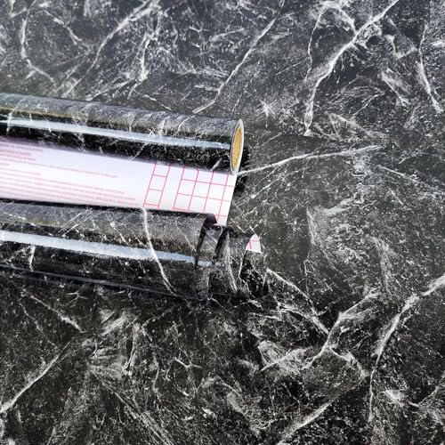 HOMEMATES Self-Adhesive Wallpaper Waterproof Old Furniture Vinyl Stickers Door Wardrobe Desktop PVC Wall Papers 30 X 304 CM- (Black Jade Granite) - Image 4