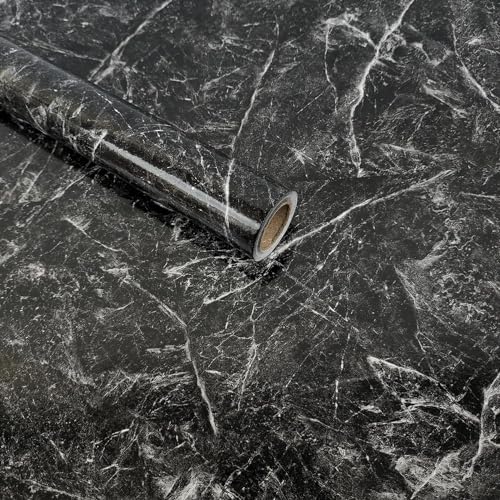 HOMEMATES Self-Adhesive Wallpaper Waterproof Old Furniture Vinyl Stickers Door Wardrobe Desktop PVC Wall Papers 30 X 304 CM- (Black Jade Granite) - Image 1