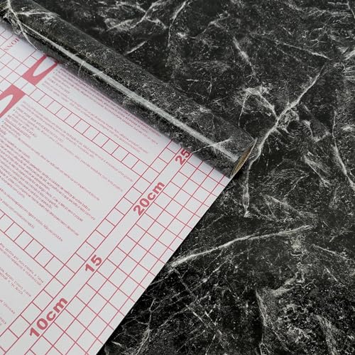 HOMEMATES Self-Adhesive Wallpaper Waterproof Old Furniture Vinyl Stickers Door Wardrobe Desktop PVC Wall Papers 30 X 304 CM- (Black Jade Granite) - Image 2