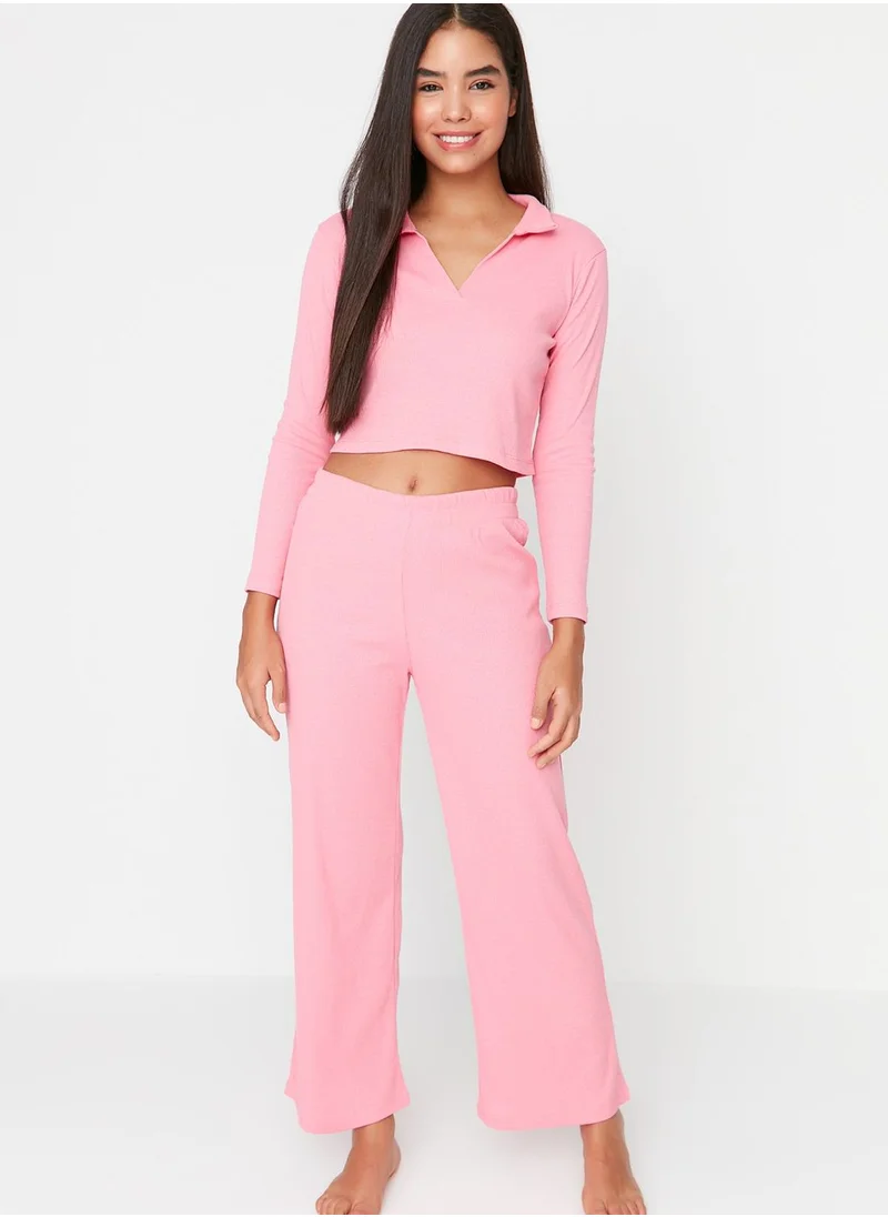 trendyol Polo Neck Knitted Pyjama Set