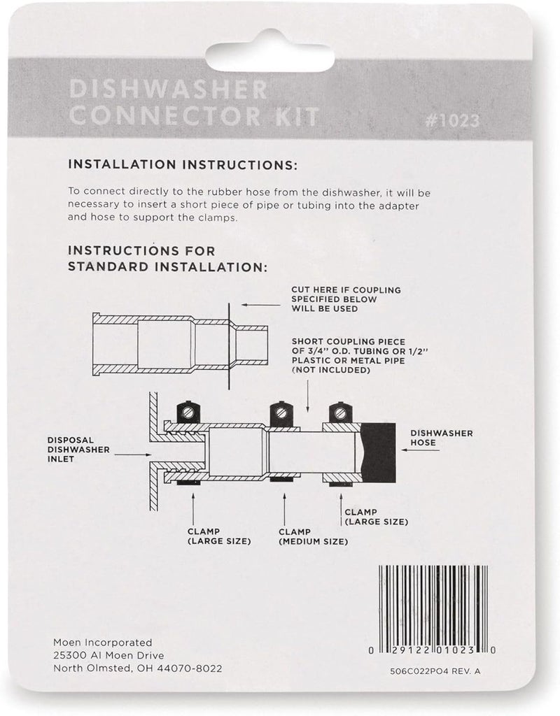 MOEN Waste King Garbage Disposal Dishwasher Connector Kit - 1023 , Black - Image 2