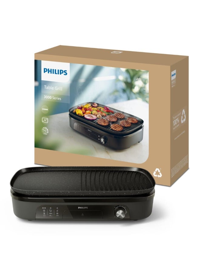 Philips Table Grill,2400 W,Adjustable Temperature,1250 Cm² Grilling Surface,Maifan Stone Coating,Removable Plates 2400 W HD6210/90 Black - Image 5