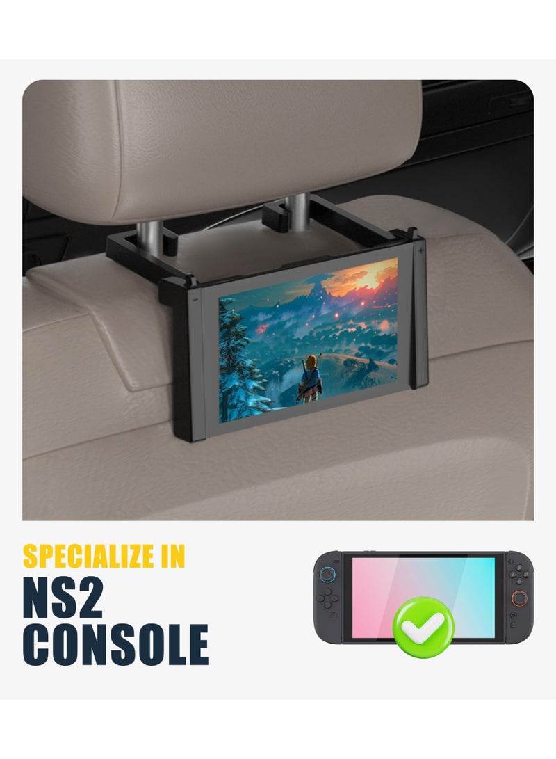 OSHIMA Car Table Holder, Rotatable Car Headrest Tablet Mount, Adjustable Simple Holder for Switch 2, Foldable Table Stand Portable Game Console Play Anytime Anywhere (Black) - Image 2