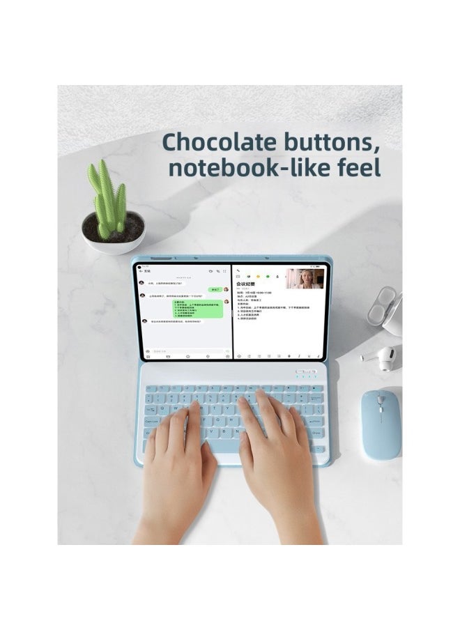Generic - For IPad For Apple Wonderful Pro Tablet Magnetic Separate Protective Shell With Card Slot Bluetooth Keyboard Leather Case-Color:Green-Leather Jacket Keyboard-Applicable Model:iPad Pro4/5/6 [12.9-inch]] - Image 1