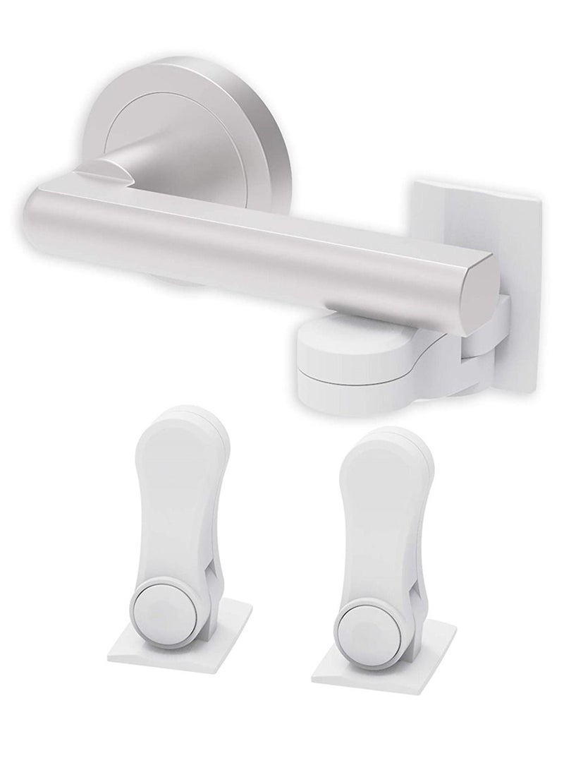 كاست ويف قفل مقبض الباب ، عبوتان من قفل ذراع الباب المقاوم للأطفال ، تصميم بسيط لاصق 3 متر ، أقفال مقبض باب أمان الطفل بدون حفر - Image 1