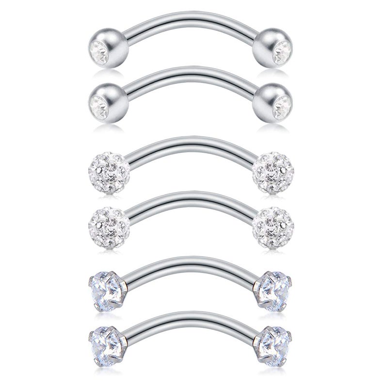 MODRSA Rook Piercing Jewelry Rook Earrings for Women Eyebrow Rings Surgical Steel Nose Bridge Curved Barbell 16 gauge Surface Tragus Piercing Jewelry Snug Earring - Image 1