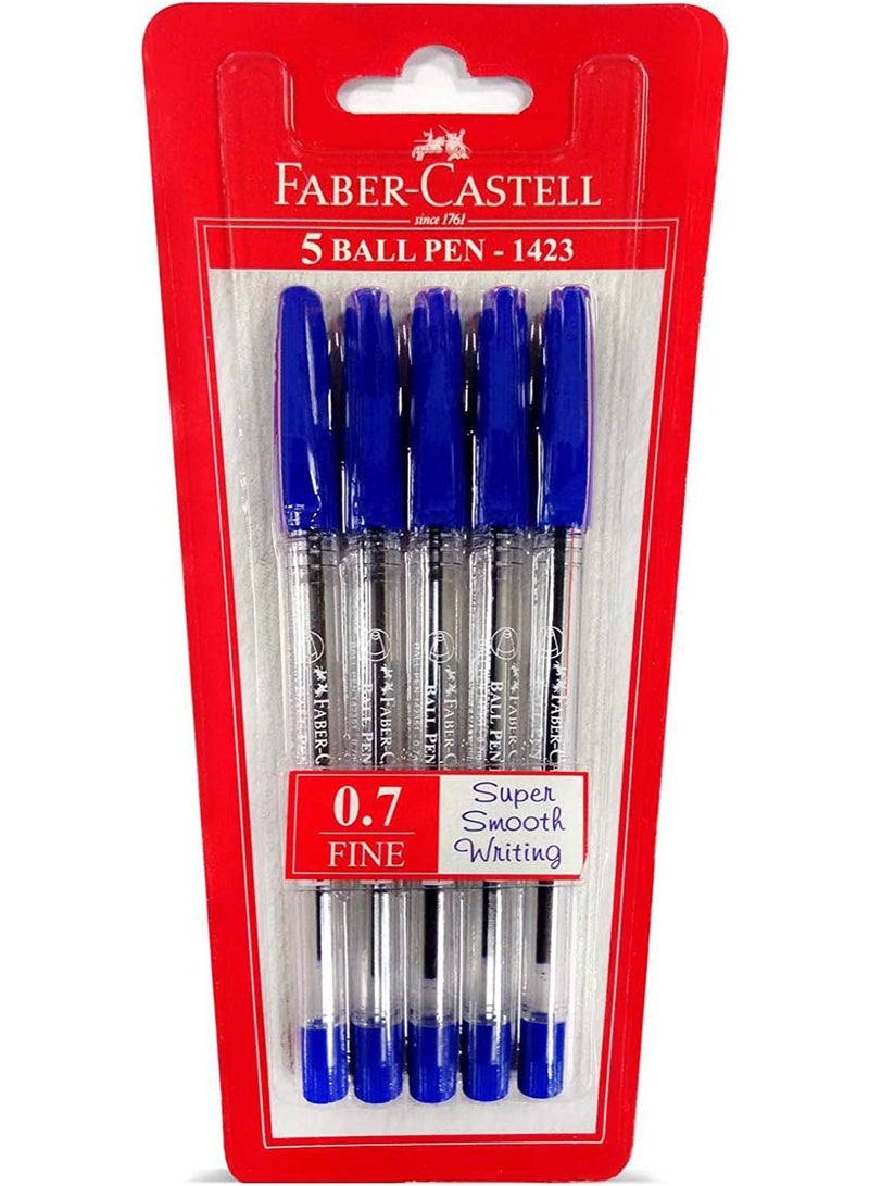 FABER-CASTELL 5-Piece Ball Pen Blue Ink - Image 1
