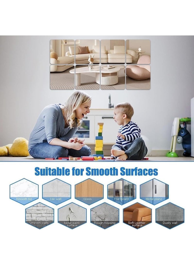 بيوينتي 4 قطع بلاط مرايا جدارية ثلاثية الأبعاد 30×30 سم - مرايا أكريليك غير قابلة للكسر، مرايا مرنة خفيفة الوزن، مرايا كاملة الطول لغرفة النوم، الجيم المنزلي، ديكور المنزل - Image 4