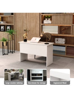 RIGID Wooden Office Desk with 1 Drawer & 2 Shelves Beige 75x120x60cm  - Image 3