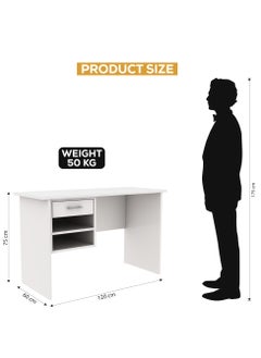 RIGID Wooden Office Desk with 1 Drawer & 2 Shelves Beige 75x120x60cm  - Image 2