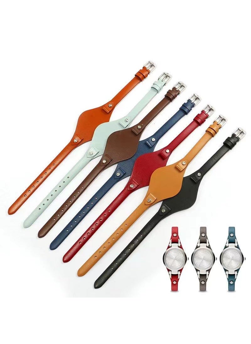 Generic Genuine Leather Watch Strap for Fossil ES2830ES3565 Apricot Rose Buckle 