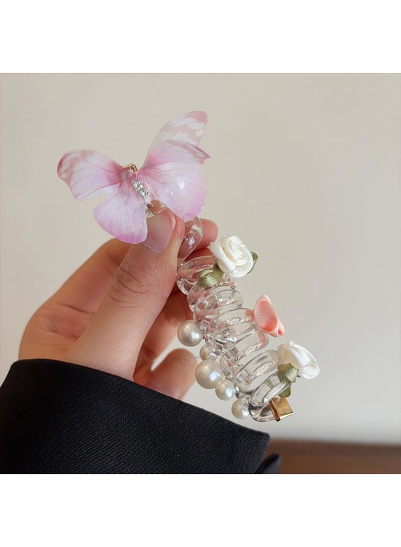 SOLARAE Braided Hair Ties, 4 Pcs Butterfly Spiral Hair Bands, Braided Telephone Scrunchies, Stretchy Ponytail Holders, Bubble Braid Accessories, Multi Color No Crease Elastic Coils - Image 5