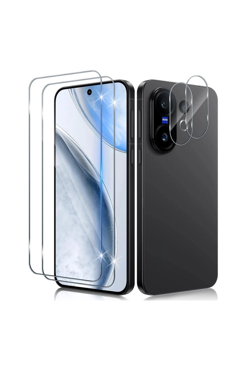 【2+2 piece set】 Screen protector compatible with Vivo X200 FE 5G, with camera lens protector, full coverage 9H tempered glass film, ultra-durable, fingerprint-resistant, bubble-free - Image 1