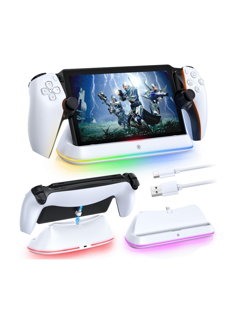 SYOSI Charging Dock Station for PlayStation Portal, Charger Dock Stand for PS5 PlayStation Portal with RGB Light and Type-C Charge Cable,  Friendly Design Charge Stand Holder for PlayStation Portal - Image 1