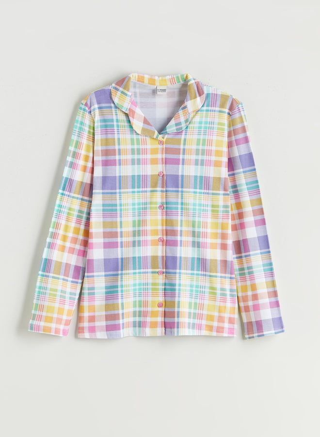 ال سي وايكيكي ياقة رقبة منقوشة للفتيات' كم طويل مجموعة بيجامة - Image 2