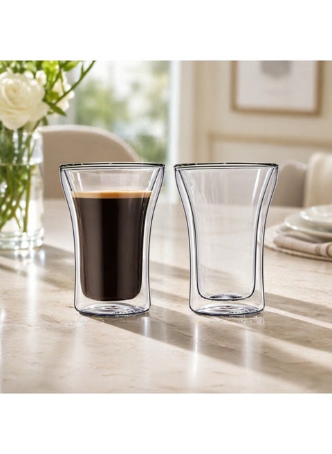 Double Wall Glass Set of 2, 250ml, Coffee Tea & Espresso Glasses for Hot & Cold Drinks, DG506
