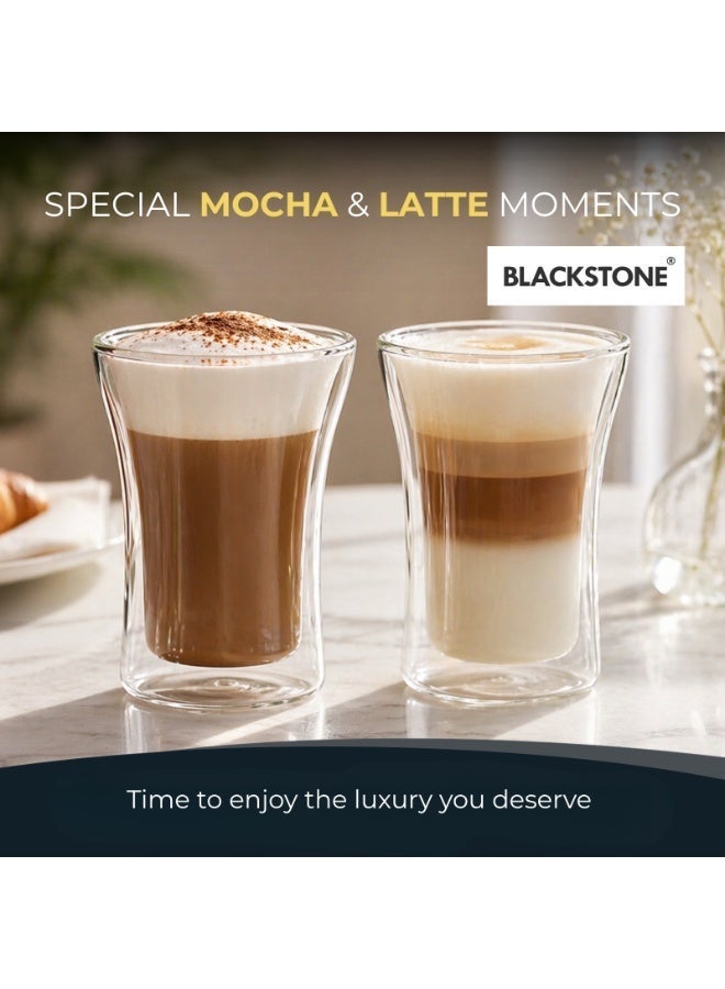 BLACKSTONE Double Wall Glass Set of 2, 250ml, Coffee Tea & Espresso Glasses for Hot & Cold Drinks, DG506 - Image 3