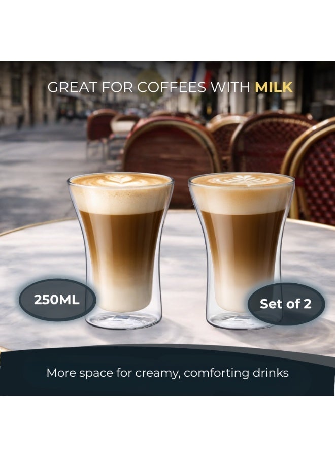 BLACKSTONE Double Wall Glass Set of 2, 250ml, Coffee Tea & Espresso Glasses for Hot & Cold Drinks, DG506 - Image 4