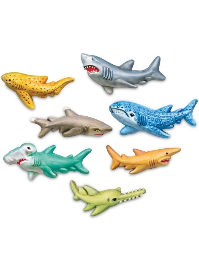 4M Mould & Paint Sharks Kit – DIY Plaster Shark Magnets & Badges for Kids Ages 5+ | Cast and Paint 7 Shark Figures with Multicolored Paints, Magnets & Pins | Educational & Fun STEM Craft / Model 00-04785 - Image 4