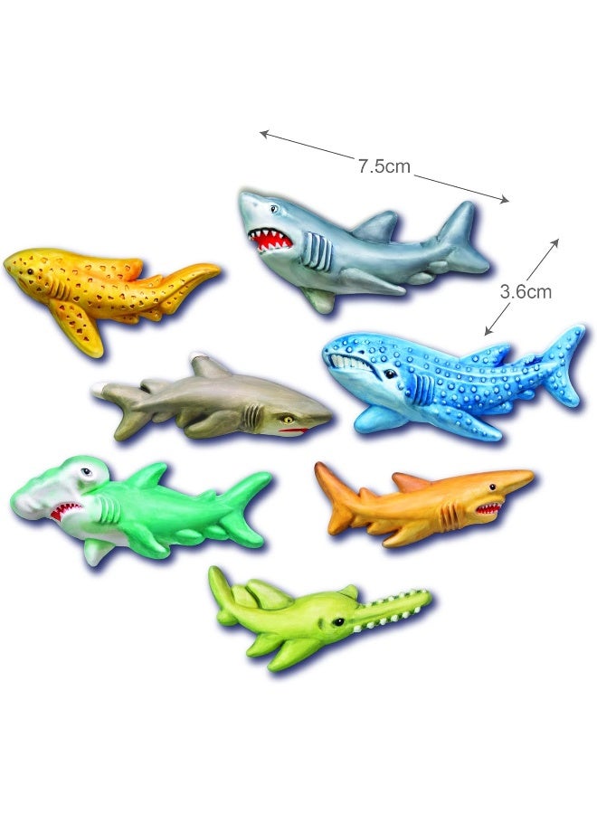 4M Mould & Paint Sharks Kit – DIY Plaster Shark Magnets & Badges for Kids Ages 5+ | Cast and Paint 7 Shark Figures with Multicolored Paints, Magnets & Pins | Educational & Fun STEM Craft / Model 00-04785 - Image 3