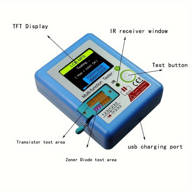 Lcr Mf9 Capacitance Resistance Tester Color Display Transistor Meter Blue For Diode Triode Capacitor Resistor Transistor - Image 4
