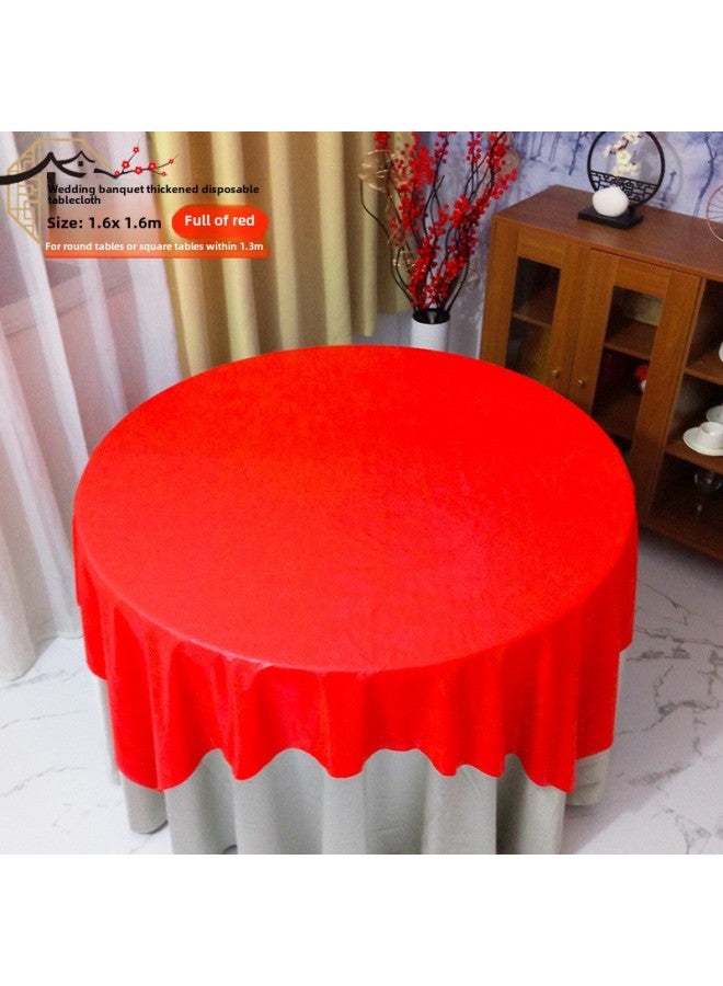 Disposable Tablecloth Wedding Wedding Banquet Red Wedding Banquet Thickened Wedding Character Round Table Festive Tablecloth-Color:1.6m Full Of Red 10 Sheets [upgraded To Thicker Version] Single Piece Extraction - Image 1