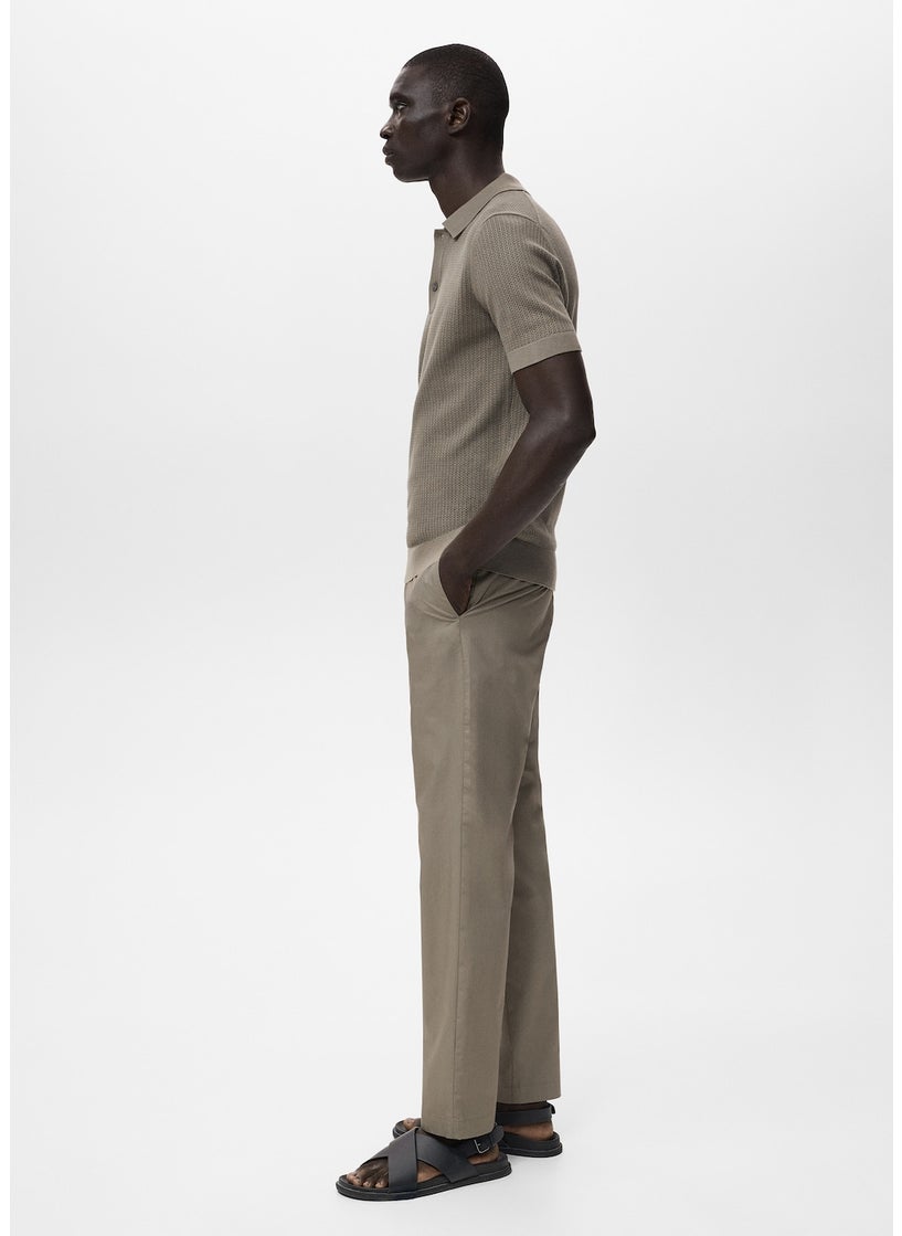 Mango Man Openwork Knitted  Polo Shirt  - Image 3