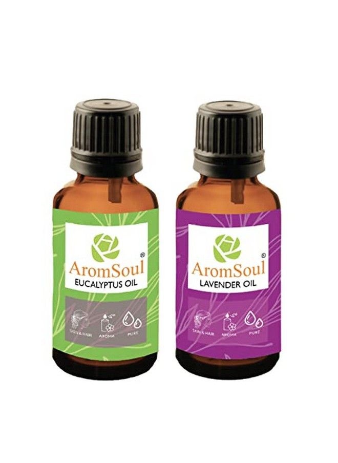 Aromsoul Pure Eucalyptus & Lavender Essential Oil 15 Ml Each ; Combo Pack Of 2 Oils For Hair Skin Face ; Therapeutic & Aromatherapy Grade ;  - Image 1