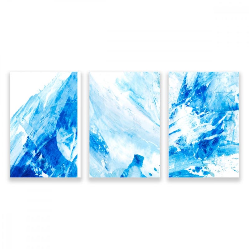 Marktna Three modern canvas paintings with an ice design and a hollow frame, measuring (120×60), three pieces - Image 1