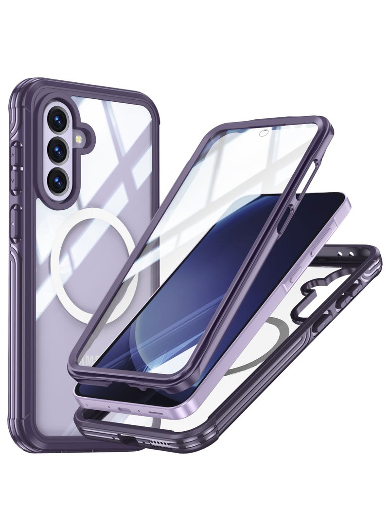 عام غطاء سامسونج جالكسي A36/A56 المغناطيسي القوي - مزود بواقي شاشة زجاجي مدمج، متوافق مع ماج سيف، مقاوم عالي للصدمات والسقوط، غطاء متين وكامل الحماية لهاتفك.