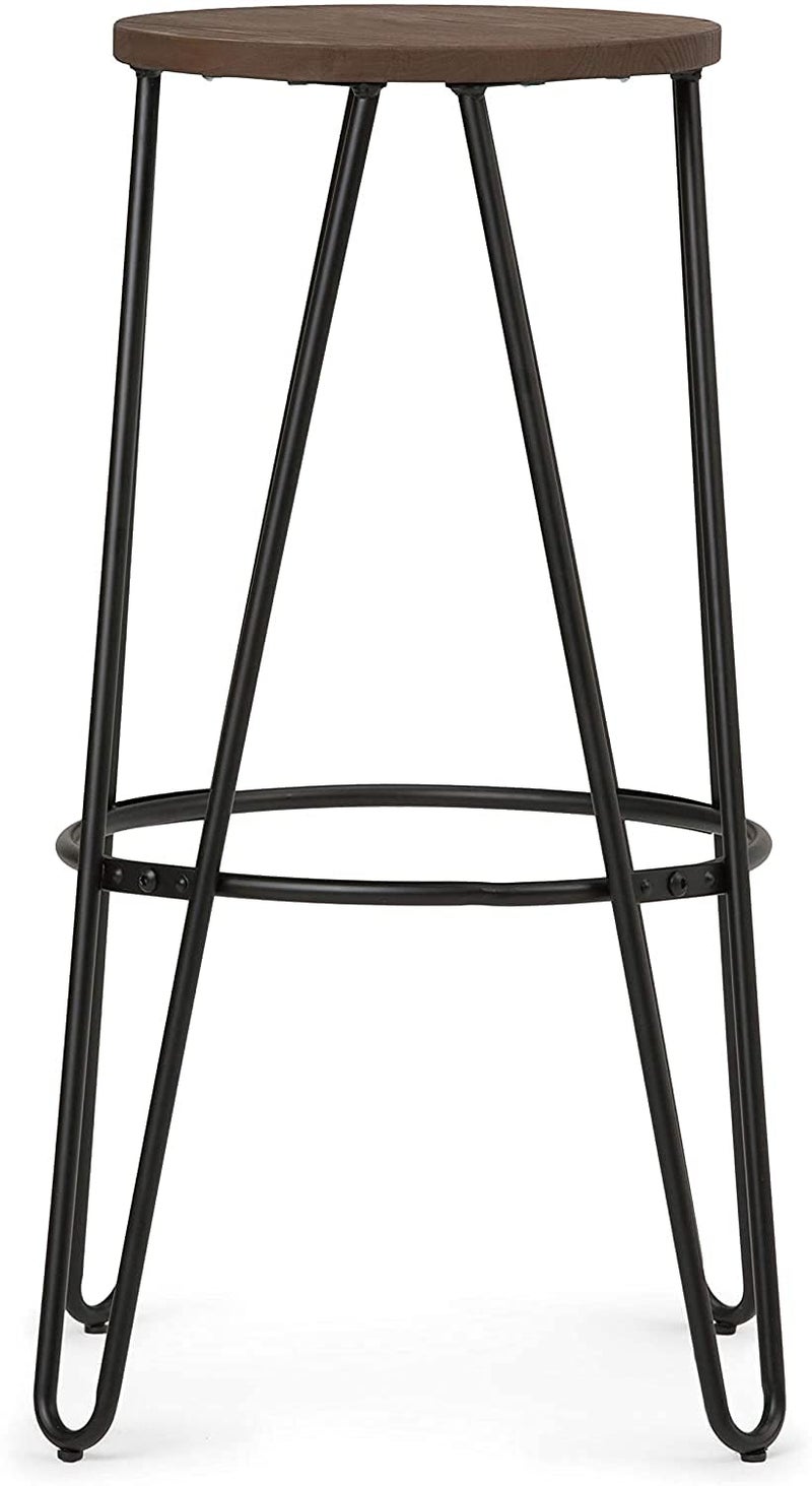 INDIAN DECOR RW125 Counter Height Stool 24 inch Cocoa Brown and Black Metal and Elm Wood Round Backless for The Kitchen and Dining Room IndustriaL - Image 5