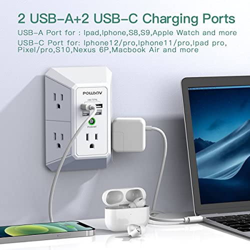 POWSAV 5-Outlet Power Strip with 4 USB Ports - Surge Protector for Home, Office, School - ETL Listed - Image 3