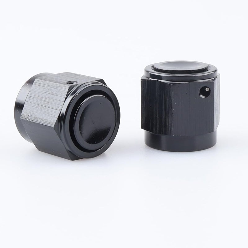 AC PERFORMANCE -6 AN Female Flare Cap Port Plug Block Fitting Adapter Aluminum Black, Pack of 2 - Image 2