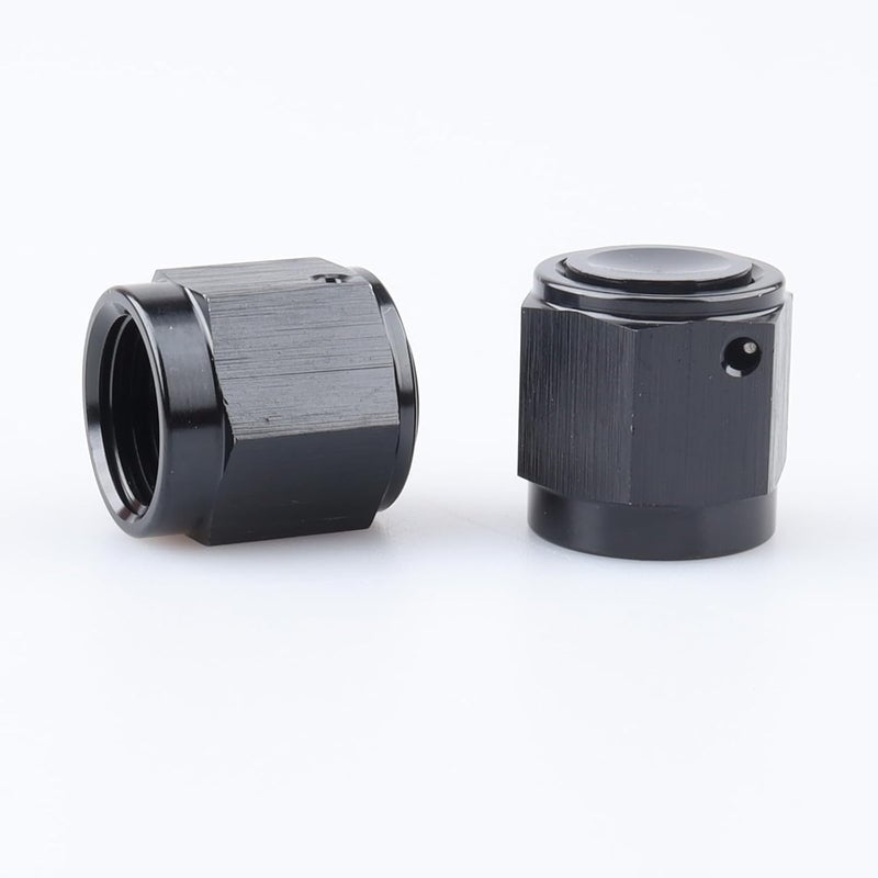 AC PERFORMANCE -6 AN Female Flare Cap Port Plug Block Fitting Adapter Aluminum Black, Pack of 2 - Image 4