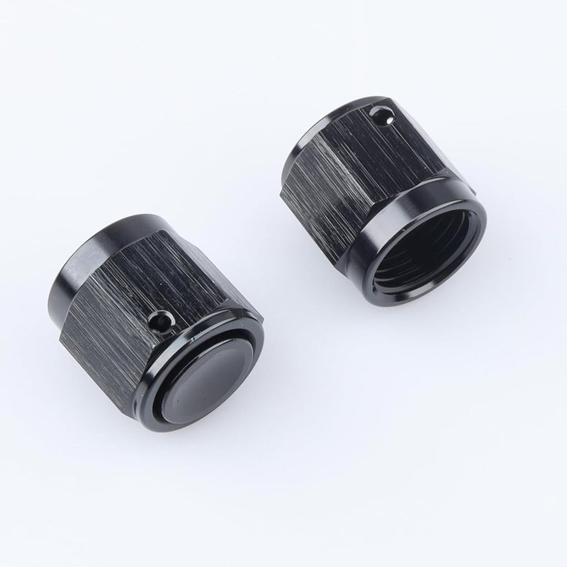 AC PERFORMANCE -6 AN Female Flare Cap Port Plug Block Fitting Adapter Aluminum Black, Pack of 2 - Image 3