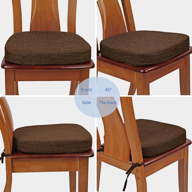 BUYUE Thickened 25 Dining Chair Cushions Set of 6 UShape High Density Foam Comfortable Chair Pads for Kitchen Slip Resistant Indoor Seat Cushions 6 PCS Chocolate - Image 2