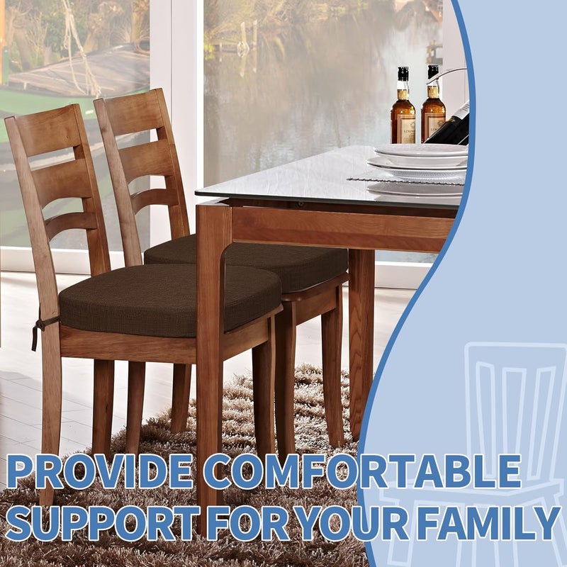 BUYUE Thickened 25 Dining Chair Cushions Set of 6 UShape High Density Foam Comfortable Chair Pads for Kitchen Slip Resistant Indoor Seat Cushions 6 PCS Chocolate - Image 4