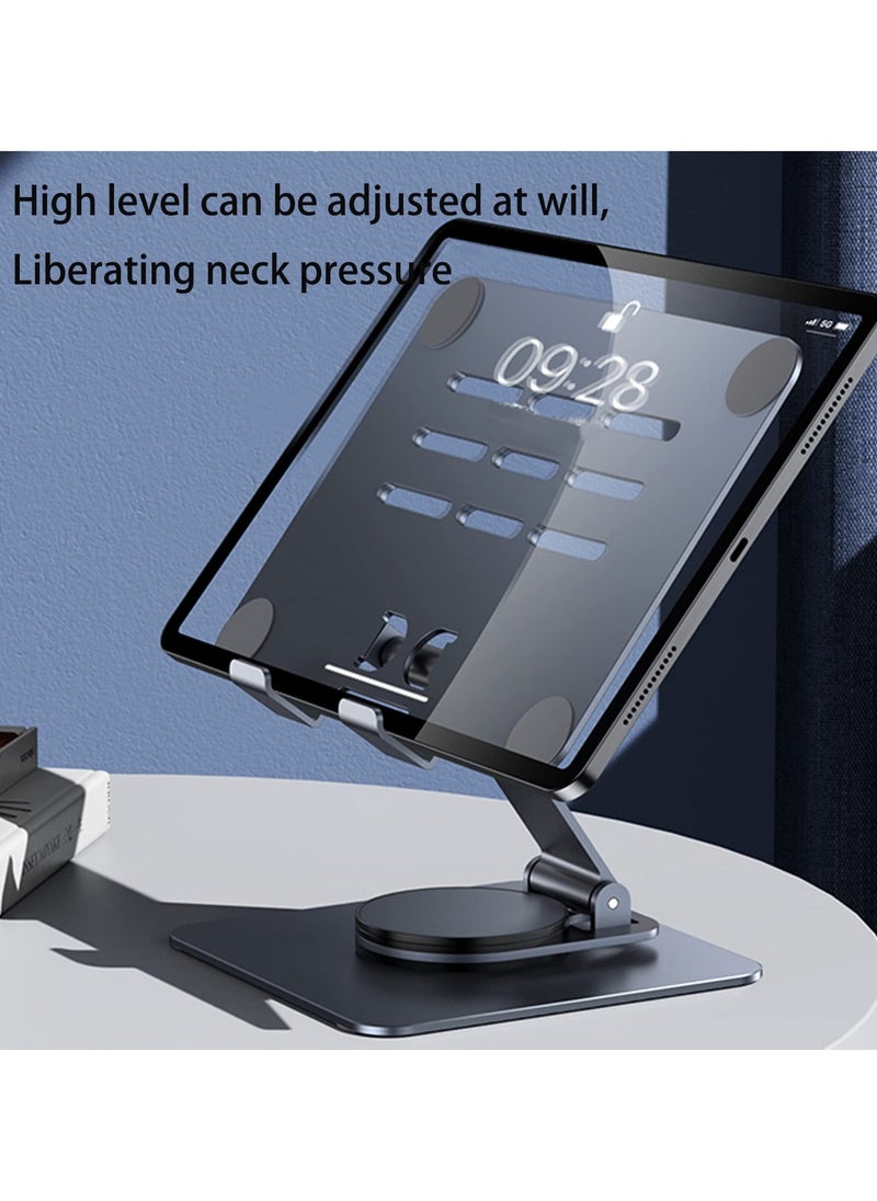 360 Rotating Tablet Stand, Adjustable Swivel Holder for iPad Pro, Air, Mini, MacBook Laptop, Durable Carbon Alloy