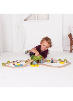 Bigjigs Rail Bigjigs Rail, Farm Animals Wooden Train Set, Wooden Toys, 44 Piece Train Set, Wooden Train Track, Farm Toys, Wooden Toys for 3 Year Olds, Farm Set  - Image 5