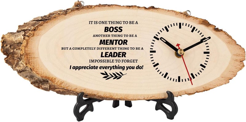 BeauGift Boss Gifts for Men Women, Wooden Clock Gift for Leader from Employee Coworkers, Boss Day Retirement for Mentor Leader Manager - Image 1