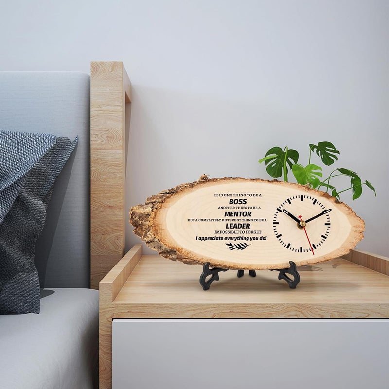 BeauGift Boss Gifts for Men Women, Wooden Clock Gift for Leader from Employee Coworkers, Boss Day Retirement for Mentor Leader Manager - Image 2