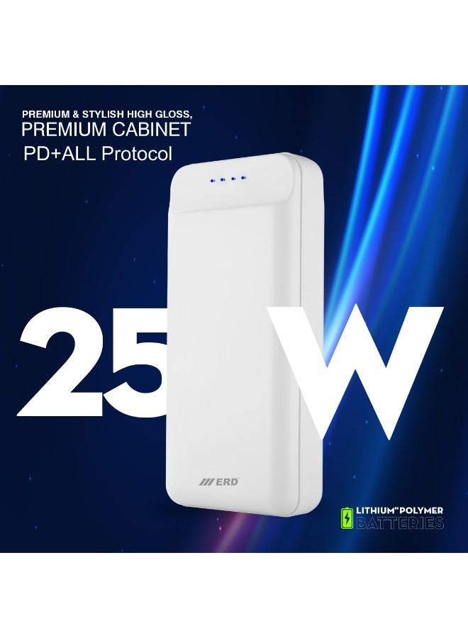 ERD Premium Fast Charging 20000 mAh Power Bank - 25W Portable Charger with 1 USB A Ports & 1 USB C Port - Universal Compatible Battery Pack with Charging Indication for iPhone, Samsung Galaxy, AirPods, iPad, and more - Image 1