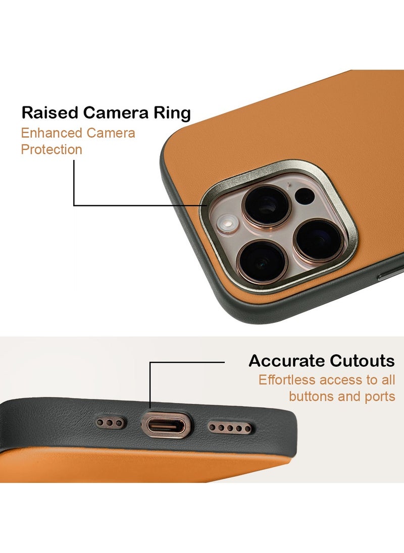 A-CASE - A-Case itsmycase Series Kilyos Made of Lychee Pattern Genuine Leather Case Protection Premium Quality Precise cutouts Compatible with wireless charging For iPhone 16 Pro Max Series - Brown - Image 1