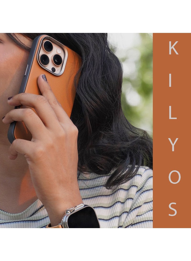 A-CASE - A-Case itsmycase Series Kilyos Made of Lychee Pattern Genuine Leather Case Protection Premium Quality Precise cutouts Compatible with wireless charging For iPhone 16 Pro Max Series - Brown - Image 1