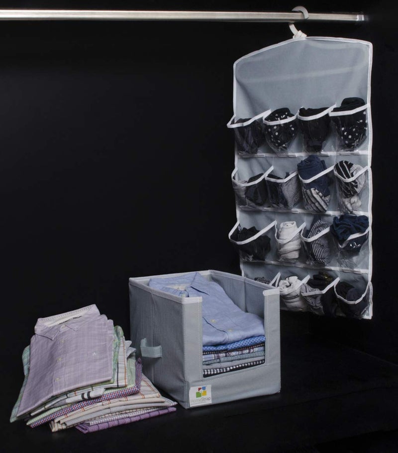 Homestrap Set Of 2 Non Woven Shirt StackerCloth Storage Foldable Wardrobecloset Organizer With Handle For Tshirts Shirts Clothes Navy Blue - Image 5